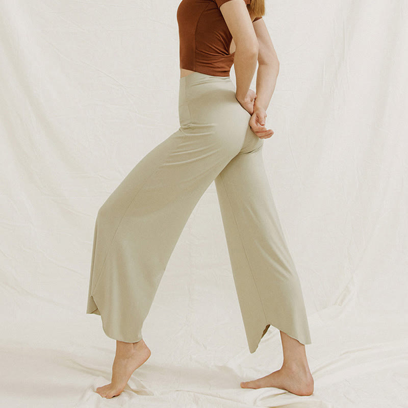 Casual Plain Loose Irregular Geometric Hem Women's Leica Wide Leg Pants