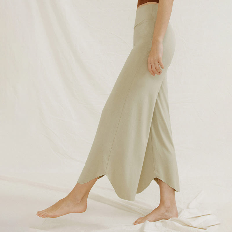 Casual Plain Loose Irregular Geometric Hem Women's Leica Wide Leg Pants