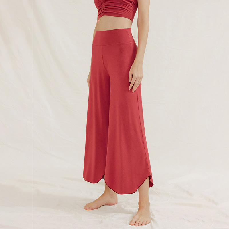 Casual Plain Loose Irregular Geometric Hem Women's Leica Wide Leg Pants