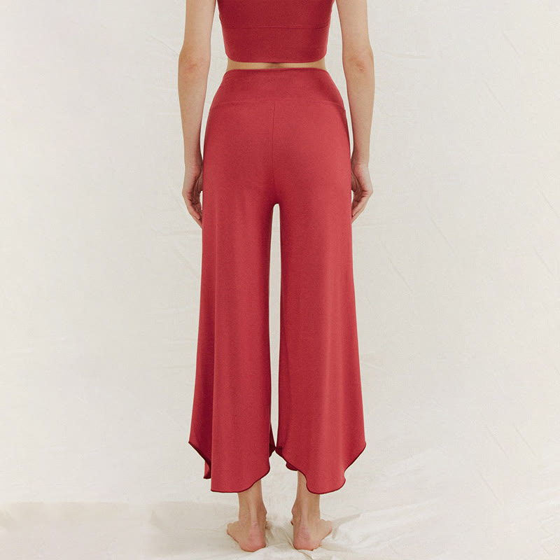 Casual Plain Loose Irregular Geometric Hem Women's Leica Wide Leg Pants