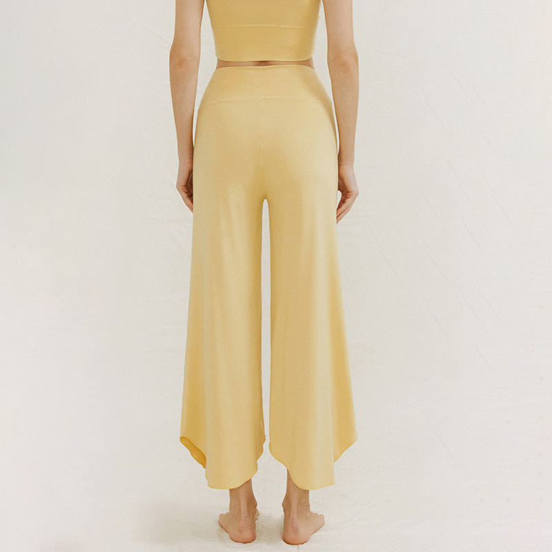 Casual Plain Loose Irregular Geometric Hem Women's Leica Wide Leg Pants