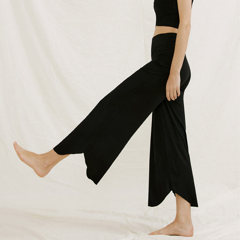 Casual Plain Loose Irregular Geometric Hem Women's Leica Wide Leg Pants