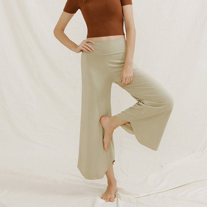 Casual Plain Loose Irregular Geometric Hem Women's Leica Wide Leg Pants