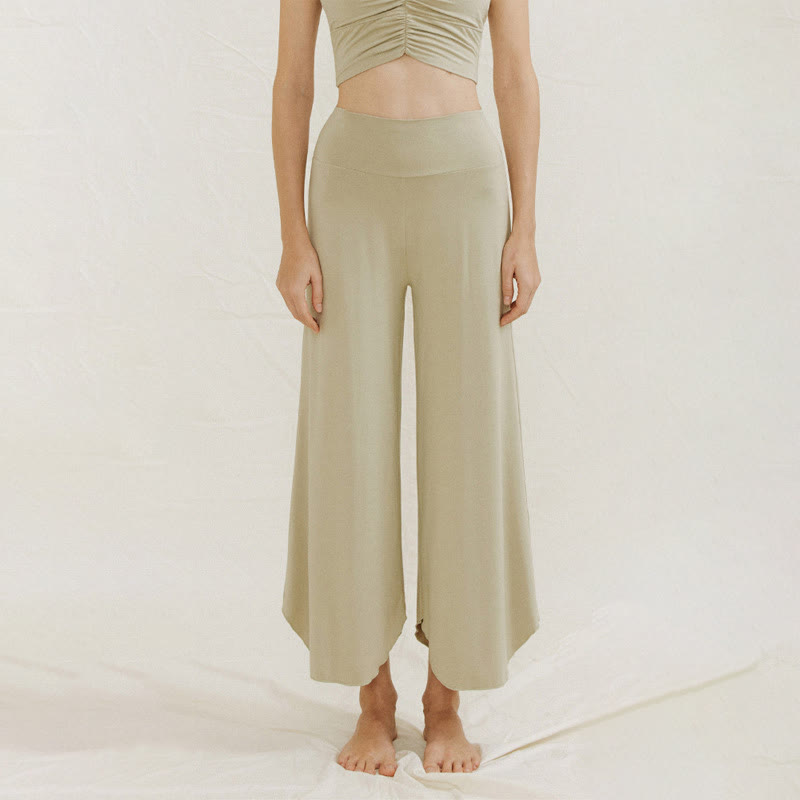 Casual Plain Loose Irregular Geometric Hem Women's Leica Wide Leg Pants