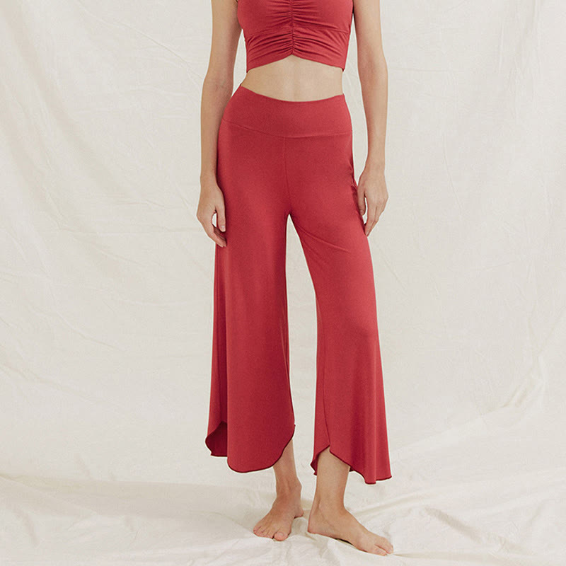 Casual Plain Loose Irregular Geometric Hem Women's Leica Wide Leg Pants