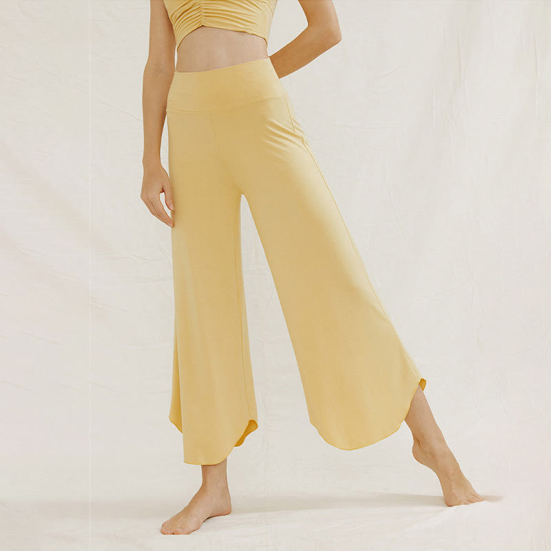 Casual Plain Loose Irregular Geometric Hem Women's Leica Wide Leg Pants