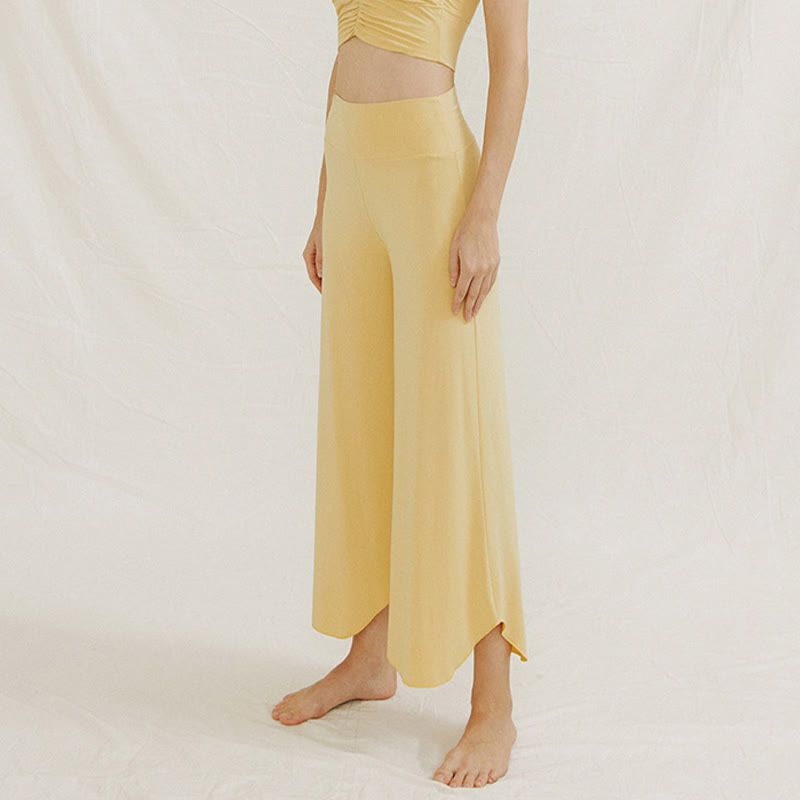 Casual Plain Loose Irregular Geometric Hem Women's Leica Wide Leg Pants