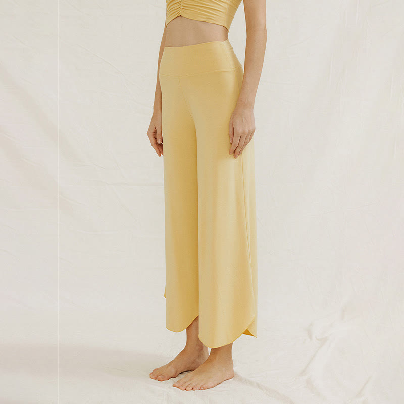 Casual Plain Loose Irregular Geometric Hem Women's Leica Wide Leg Pants