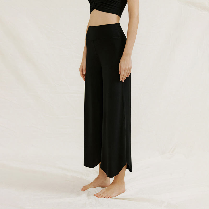 Casual Plain Loose Irregular Geometric Hem Women's Leica Wide Leg Pants
