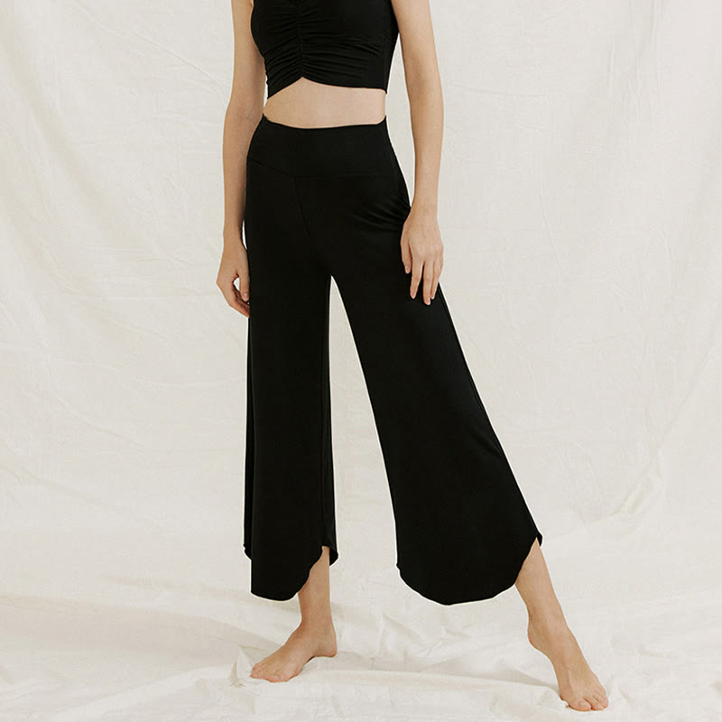 Casual Plain Loose Irregular Geometric Hem Women's Leica Wide Leg Pants