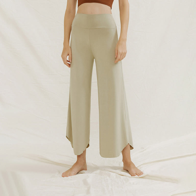 Casual Plain Loose Irregular Geometric Hem Women's Leica Wide Leg Pants