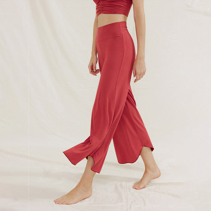 Casual Plain Loose Irregular Geometric Hem Women's Leica Wide Leg Pants