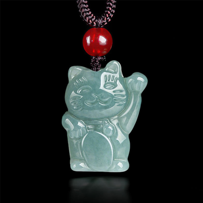 Lucky Cat Jade Abundance Necklace Pendant