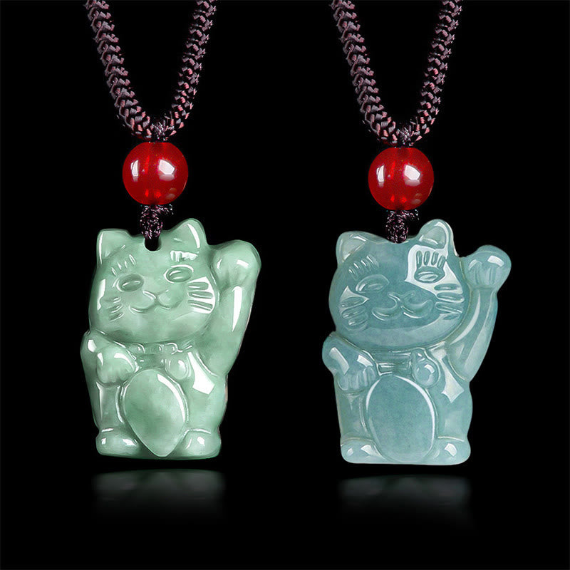 Lucky Cat Jade Abundance Necklace Pendant