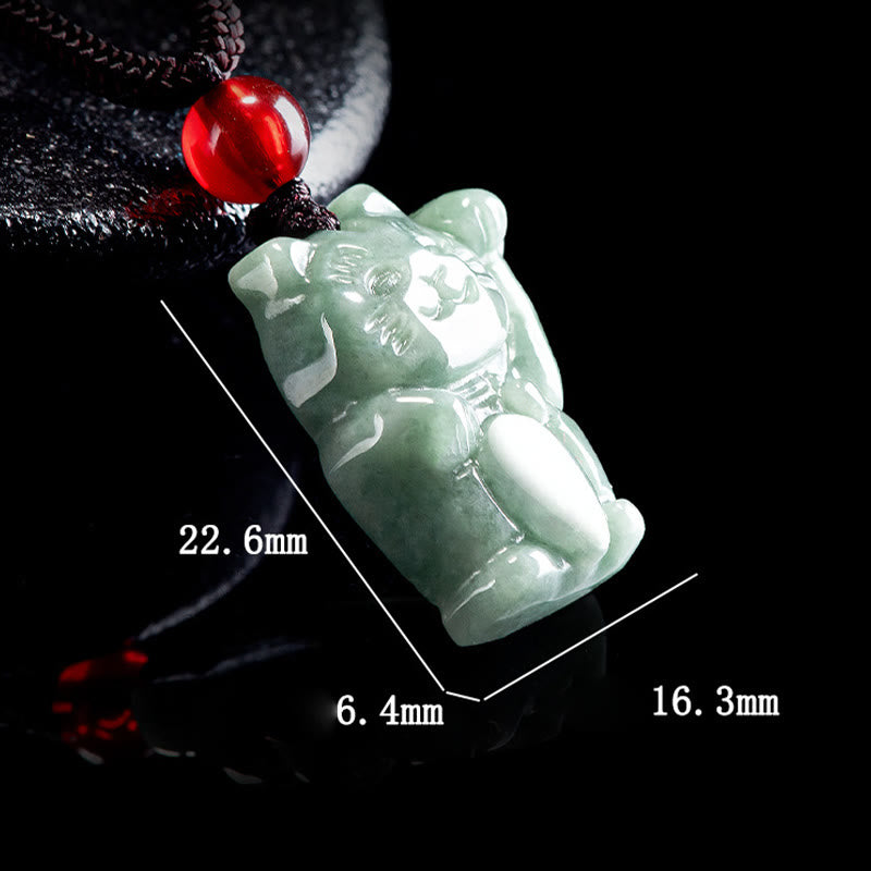 Lucky Cat Jade Abundance Necklace Pendant