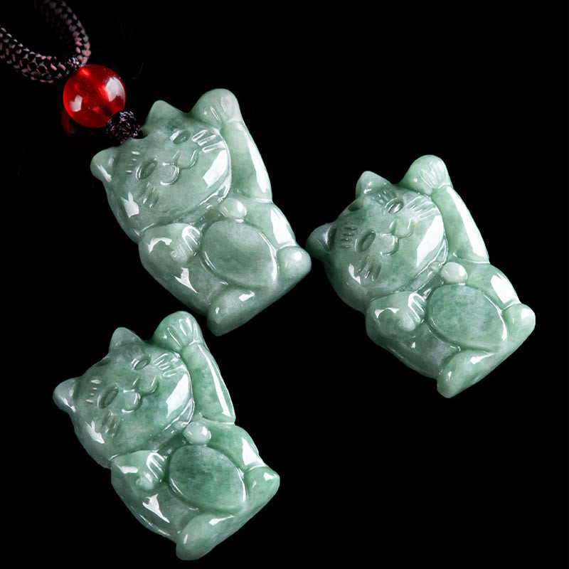 Lucky Cat Jade Abundance Necklace Pendant