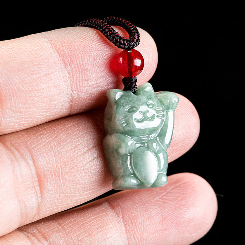 Lucky Cat Jade Abundance Necklace Pendant