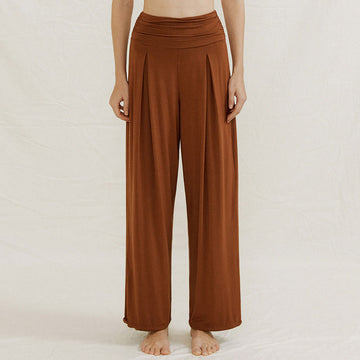Casual Plain High Waist Loose Fit Women's Leica Wide Leg Pants