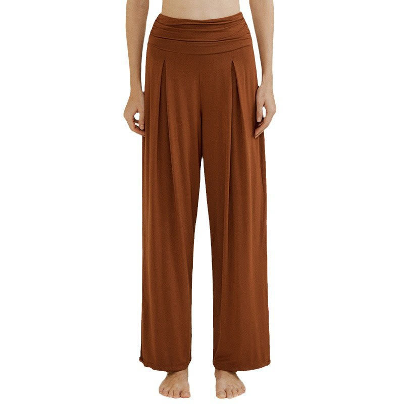 Casual Plain High Waist Loose Fit Women's Leica Wide Leg Pants