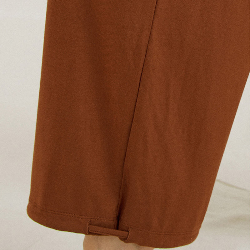 Casual Plain High Waist Loose Fit Women's Leica Wide Leg Pants