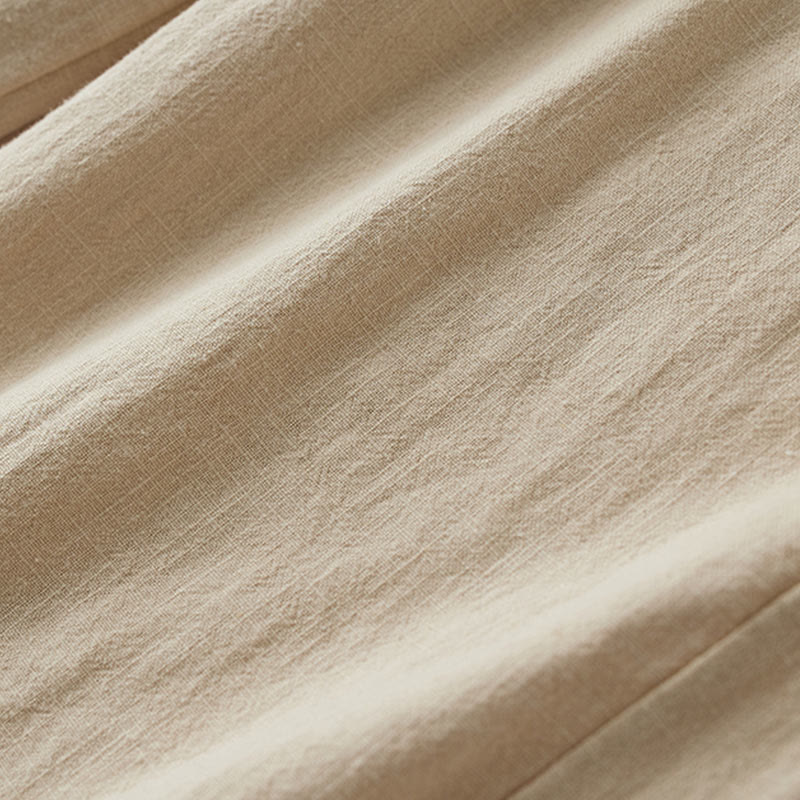 Casual Plain Loose Straight Leg Women's Ramie Cotton Wide Leg Pants With Pockets