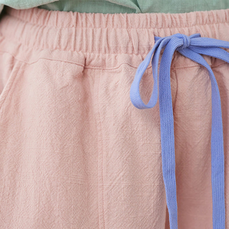 Tactile Cotton Linen Drawstring Harem Meditation Pants