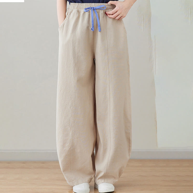 Tactile Cotton Linen Drawstring Harem Meditation Pants