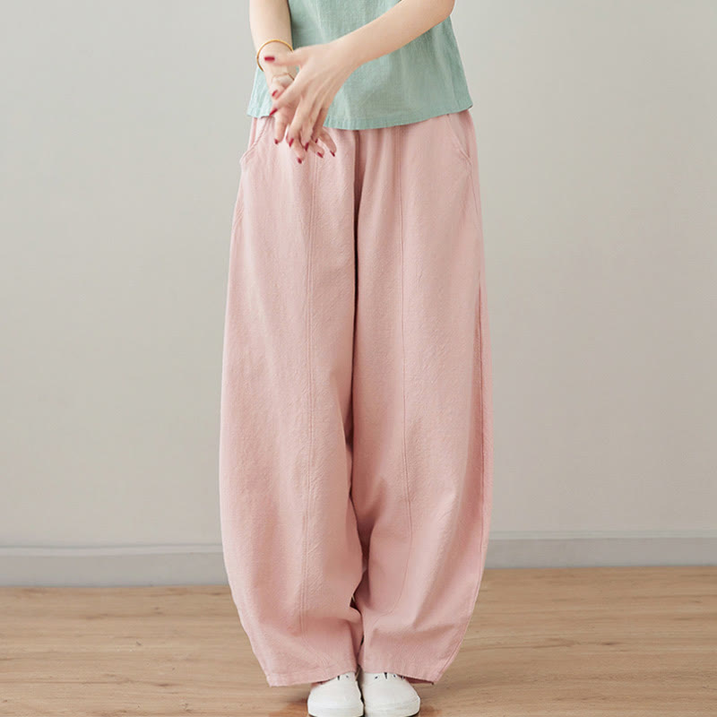 Tactile Cotton Linen Drawstring Harem Meditation Pants