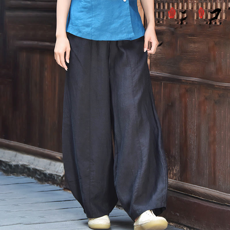 Tactile Cotton Linen Drawstring Harem Meditation Pants