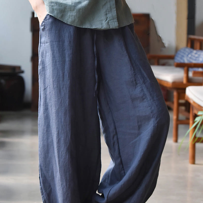 Tactile Cotton Linen Drawstring Harem Meditation Pants