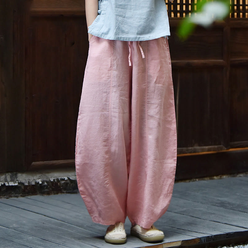 Tactile Cotton Linen Drawstring Harem Meditation Pants