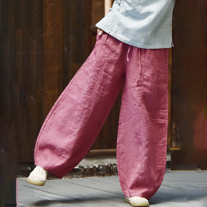 Tactile Cotton Linen Drawstring Harem Meditation Pants