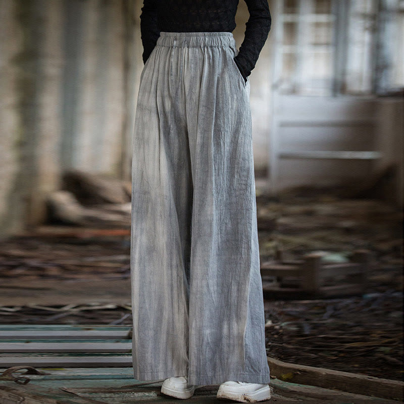 Tactile Ramie Cotton Wide-Leg Meditation Pants with Pockets