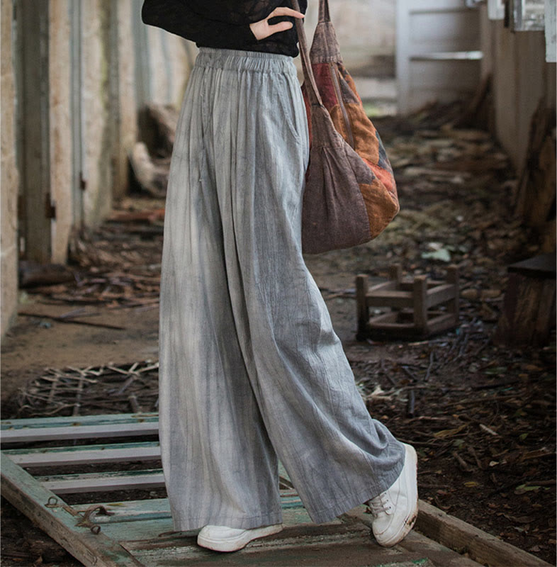 Tactile Ramie Cotton Wide-Leg Meditation Pants with Pockets