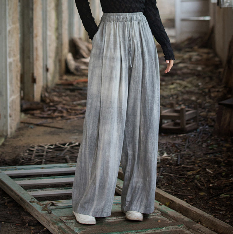 Tactile Ramie Cotton Wide-Leg Meditation Pants with Pockets