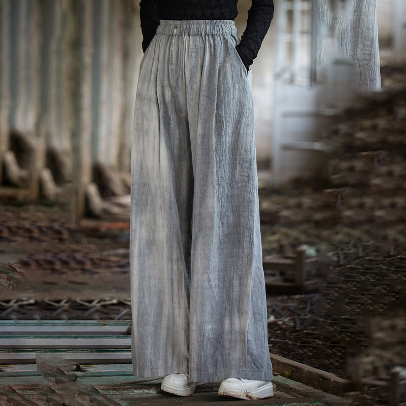 Tactile Ramie Cotton Wide-Leg Meditation Pants with Pockets