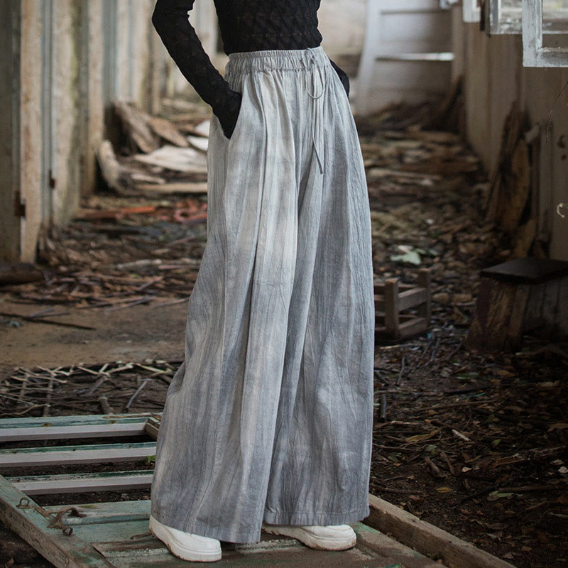 Tactile Ramie Cotton Wide-Leg Meditation Pants with Pockets