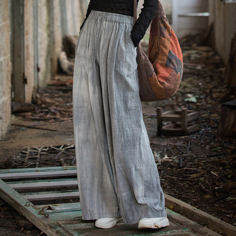 Tactile Ramie Cotton Wide-Leg Meditation Pants with Pockets