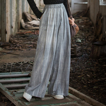 Tactile Ramie Cotton Wide-Leg Meditation Pants with Pockets