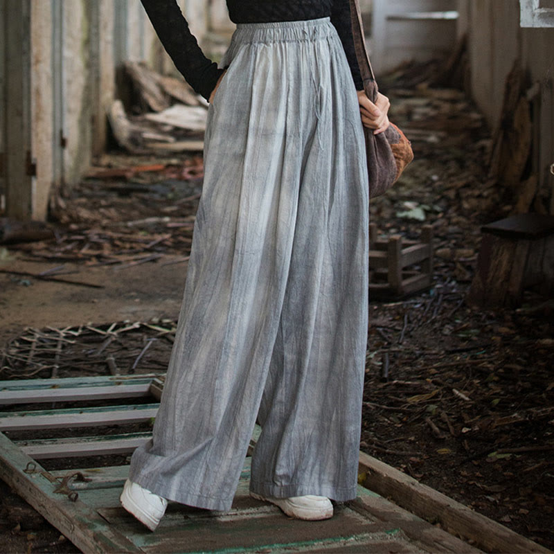 Tactile Ramie Cotton Wide-Leg Meditation Pants with Pockets