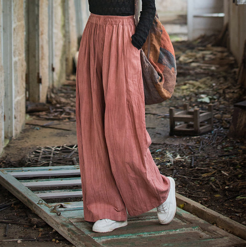 Tactile Ramie Cotton Wide-Leg Meditation Pants with Pockets