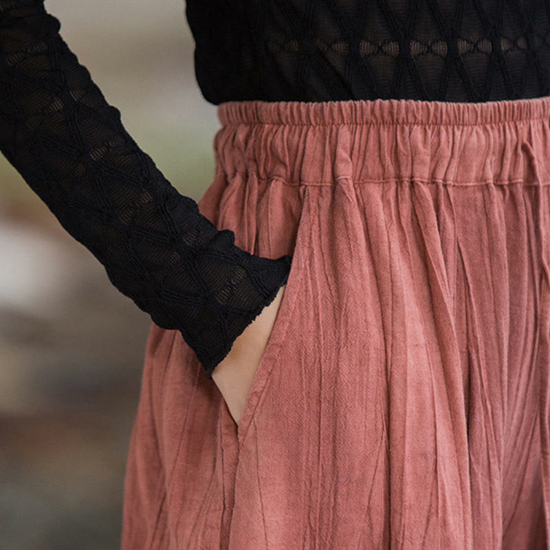 Tactile Ramie Cotton Wide-Leg Meditation Pants with Pockets