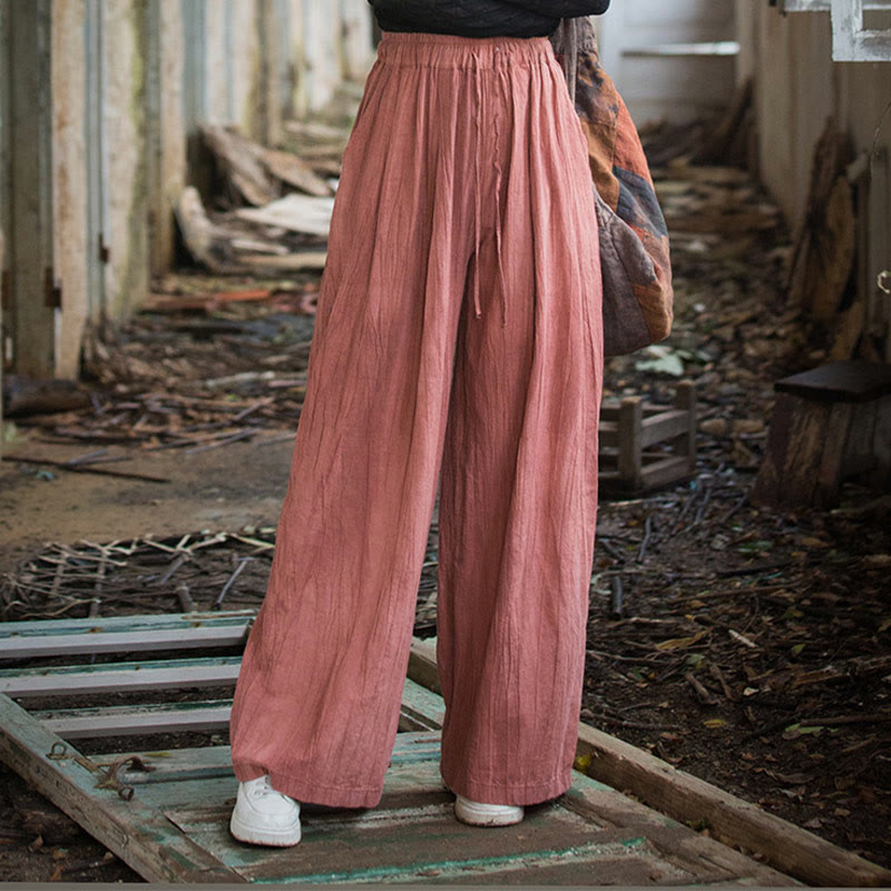 Tactile Ramie Cotton Wide-Leg Meditation Pants with Pockets