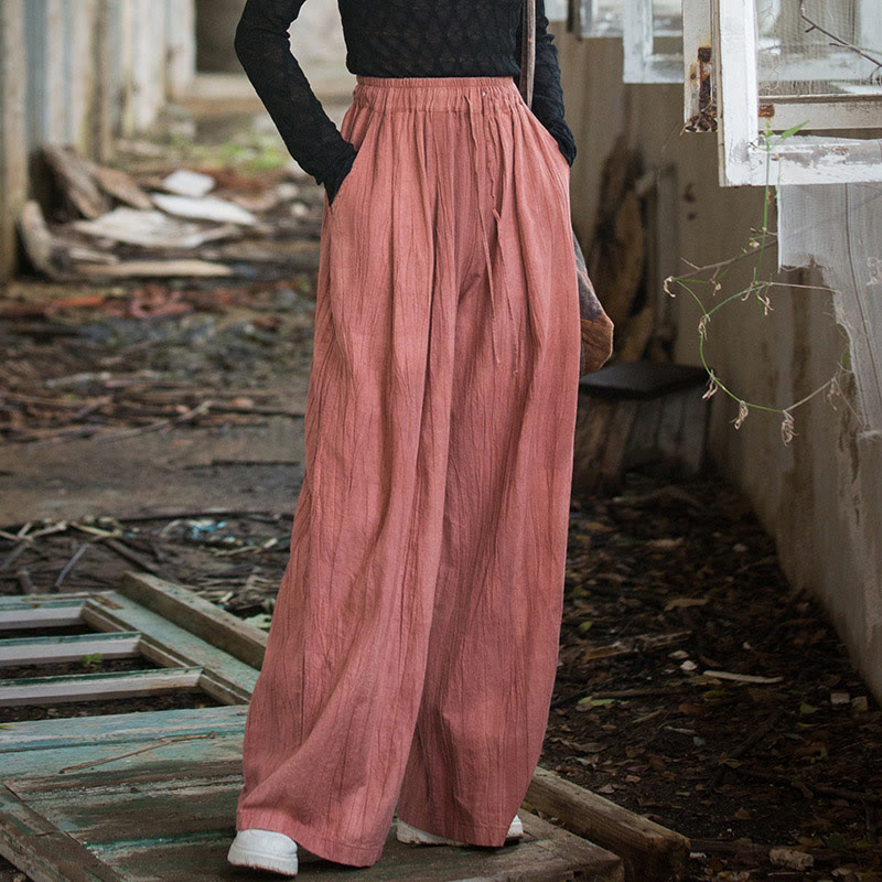Tactile Ramie Cotton Wide-Leg Meditation Pants with Pockets
