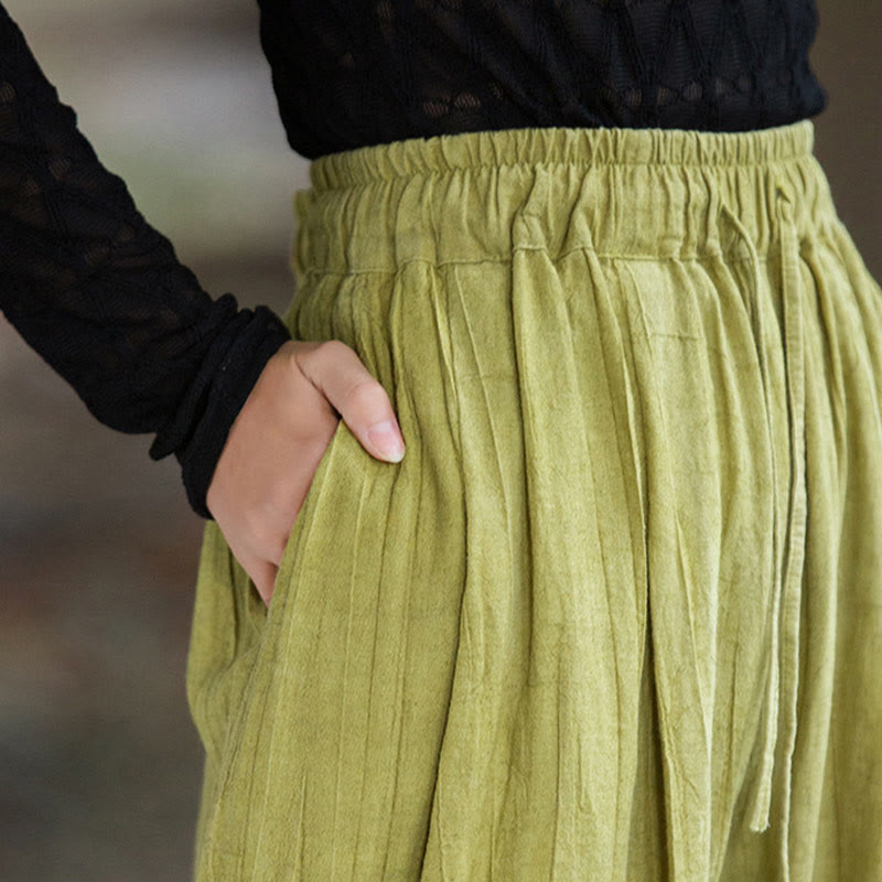 Tactile Ramie Cotton Wide-Leg Meditation Pants with Pockets