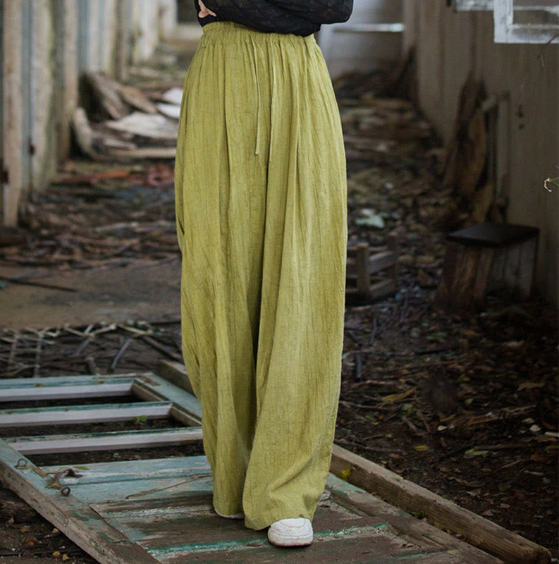 Tactile Ramie Cotton Wide-Leg Meditation Pants with Pockets
