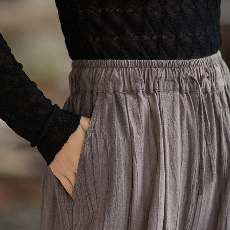 Tactile Ramie Cotton Wide-Leg Meditation Pants with Pockets