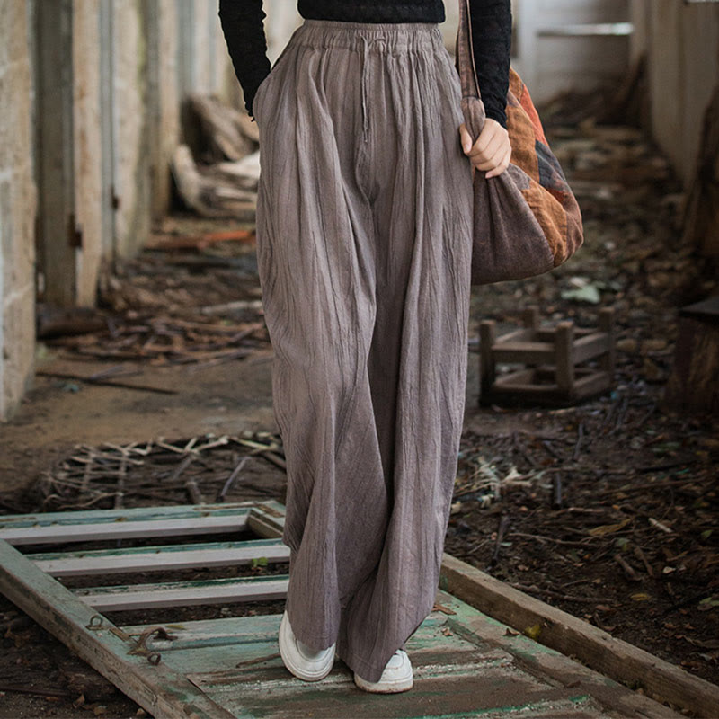 Tactile Ramie Cotton Wide-Leg Meditation Pants with Pockets