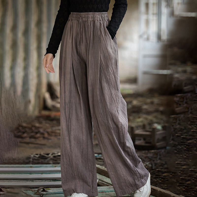Tactile Ramie Cotton Wide-Leg Meditation Pants with Pockets