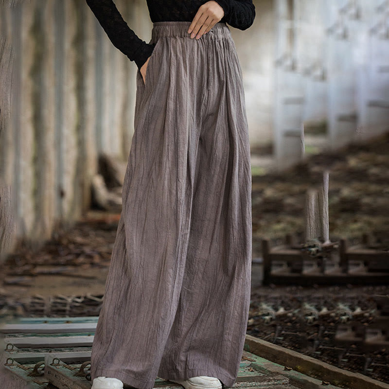 Tactile Ramie Cotton Wide-Leg Meditation Pants with Pockets